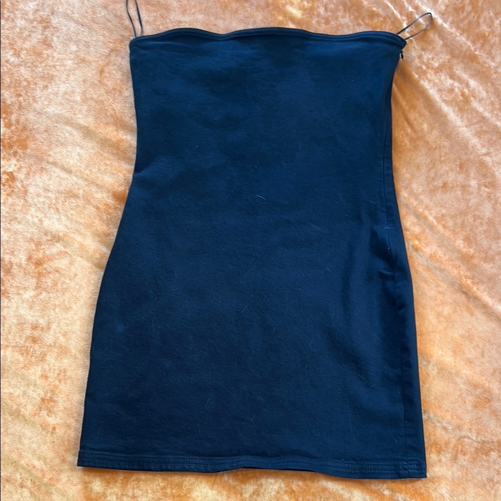 Zara Black Strapless Denim Mini Dress